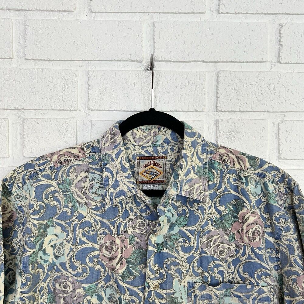Vintage Sierra Pacific Button Up Shirt Mens Medium Floral All Over Print